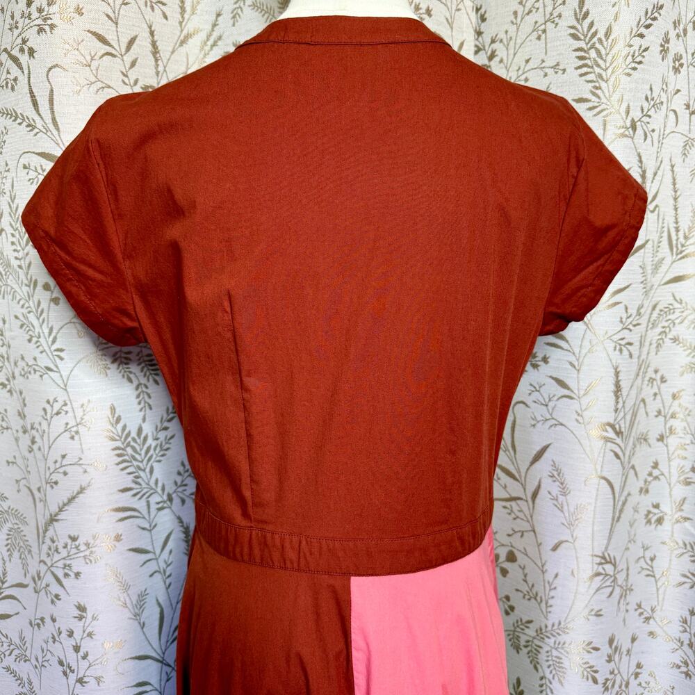 Zapelle Colorblock Patchwork Maxi Dress L 12 Rust Pink Dopamine Mod Artsy Boho - Picture 8 of 16